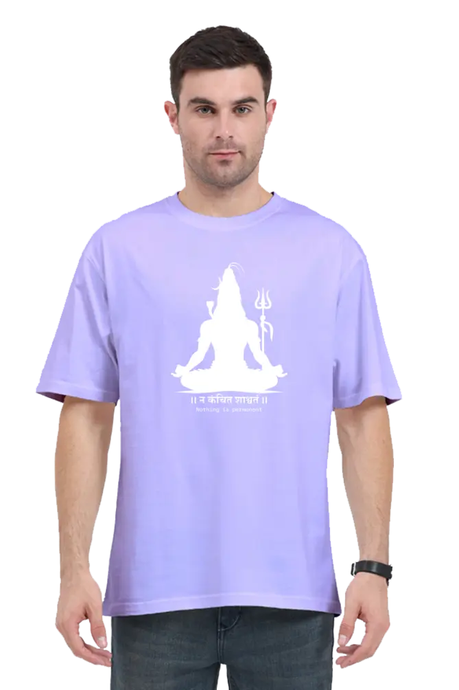 CIRCLE OF SHIVA: "Nothing is Permanent" Mahadev Design -  Unisex Oversized T-Shirt  | Glow-in-the-Dark Print Circle of Shiva